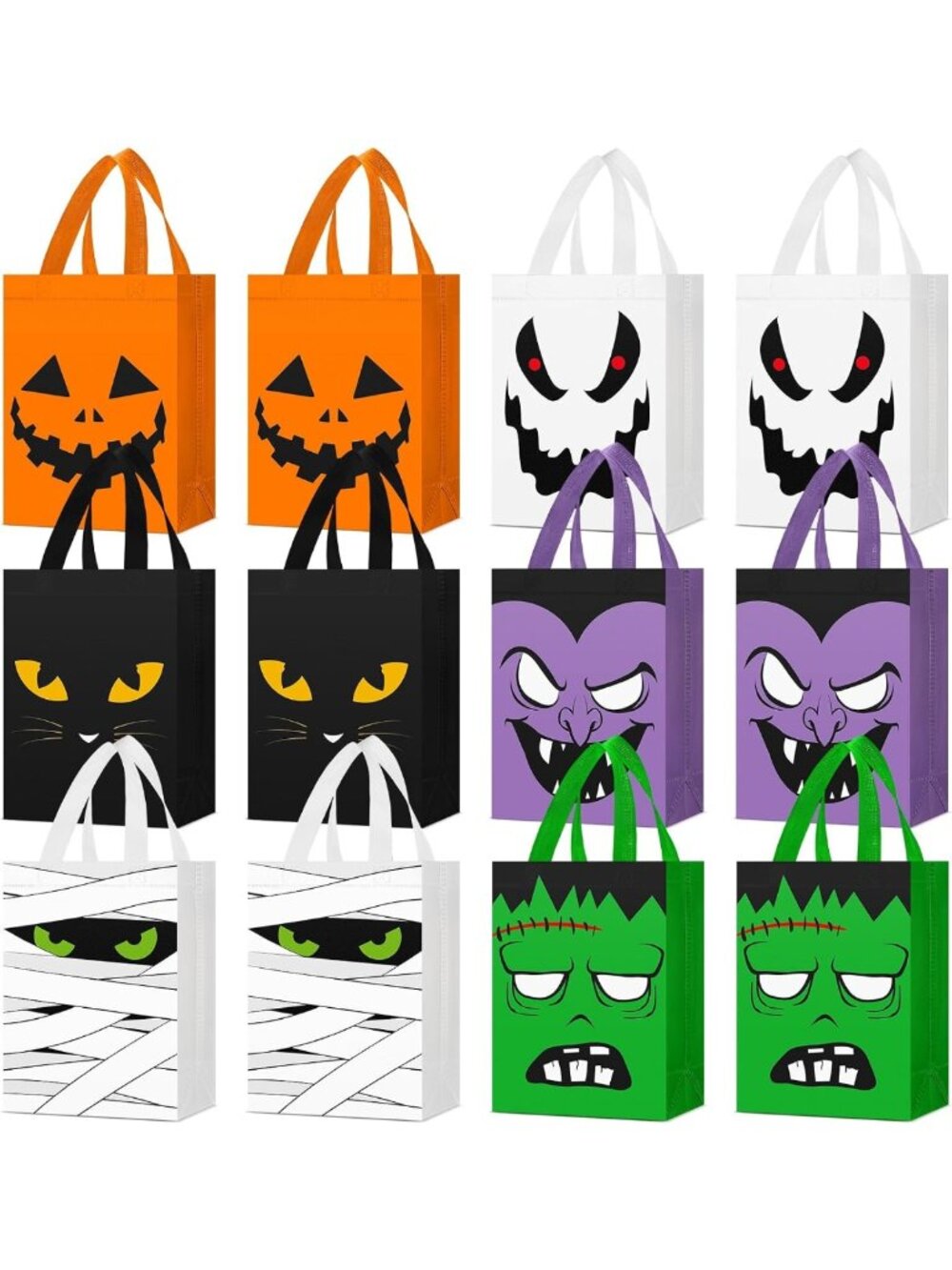 120 Pcs Halloween Treat Bags - Reusable Tote for Kids Party, Ghosts & Pumpkins